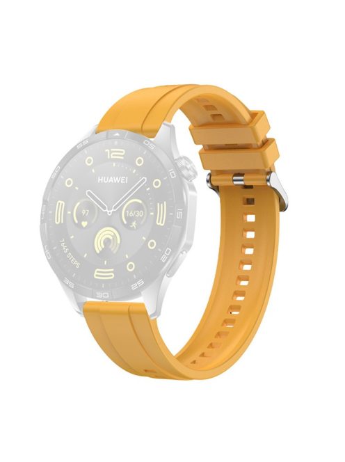 For Huawei Watch GT 4 41mm / Garmin Venu 3S 18mm Watch Strap Silicone Band Replacement - Dark Yellow