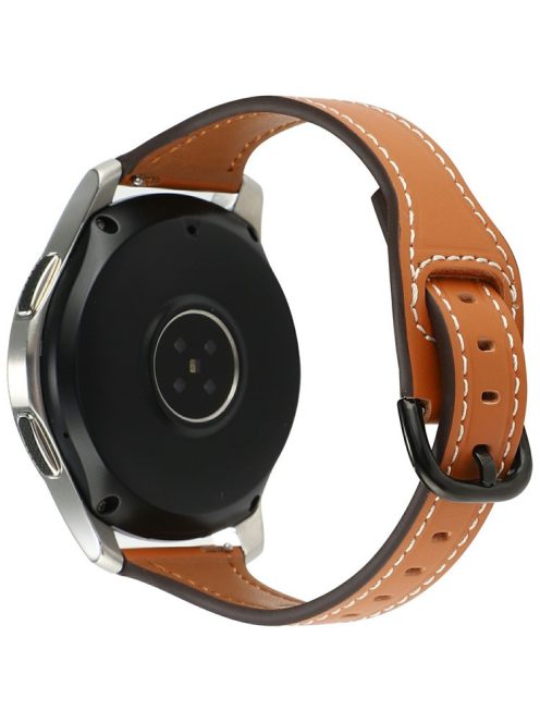 For Huawei Watch GT 4 41mm / Garmin Venu 3S Genuine Cow Leather Band 20mm Watch Strap - Brown+Black Buckle