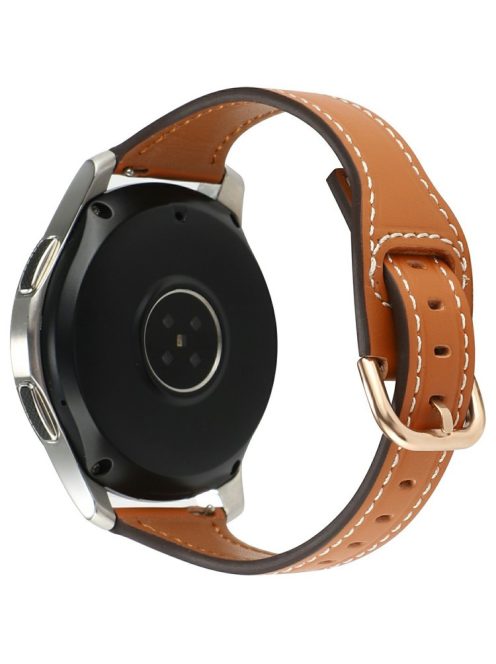 For Huawei Watch GT 4 41mm / Garmin Venu 3S Genuine Cow Leather Band 20mm Watch Strap - Brown+Rose Gold Buckle