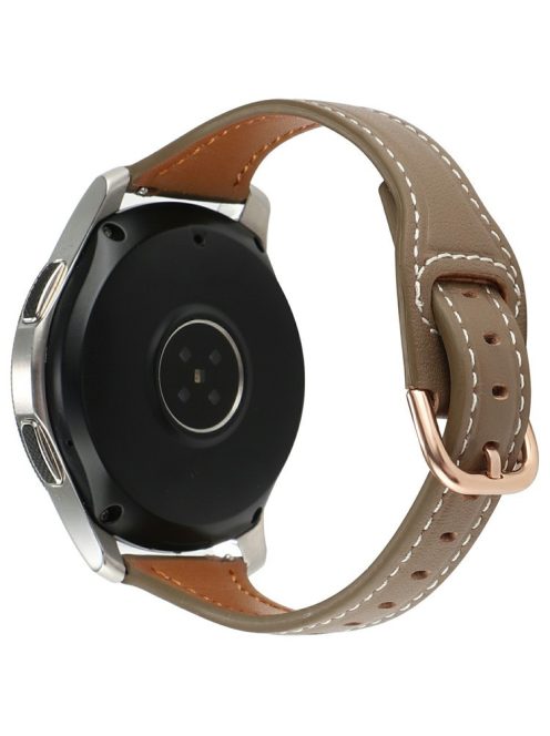 For Huawei Watch GT 4 41mm / Garmin Venu 3S Genuine Cow Leather Band 20mm Watch Strap - Coffee+Rose Gold Buckle