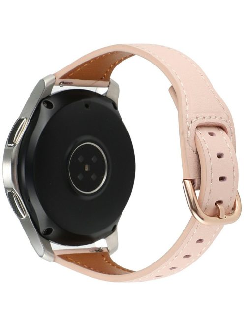 For Huawei Watch GT 4 41mm / Garmin Venu 3S Genuine Cow Leather Band 20mm Watch Strap - Pink+Rose Gold Buckle