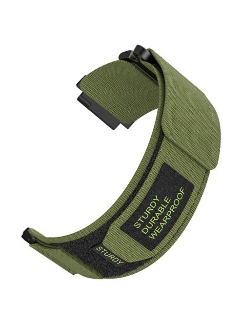 For Huawei Watch GT 4 41mm / Garmin Venu 3S Nylon Watch Band 18mm Loop Fastener Strap - Army Green