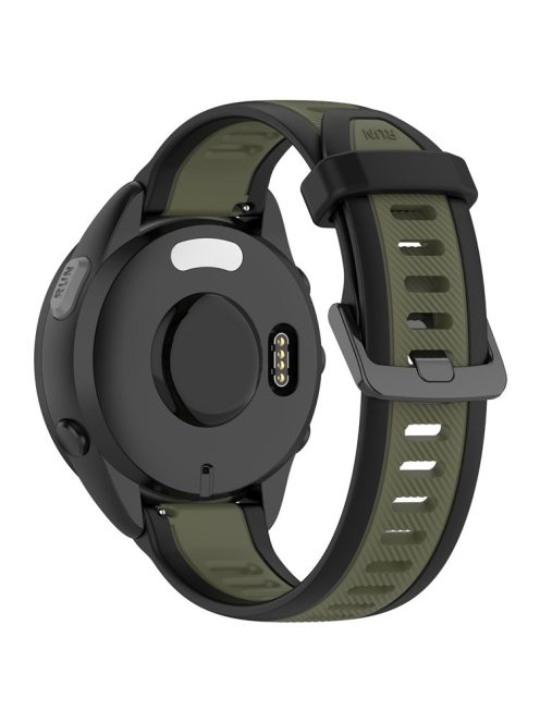 For Huawei Watch GT 4 41mm / Garmin Venu 3S Silicone Watch Bands Dual-Color 18mm Textured Strap - Black+Jungle Green