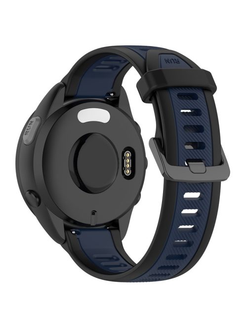 For Huawei Watch GT 4 41mm / Garmin Venu 3S Silicone Watch Bands Dual-Color 18mm Textured Strap - Black+Midnight Blue