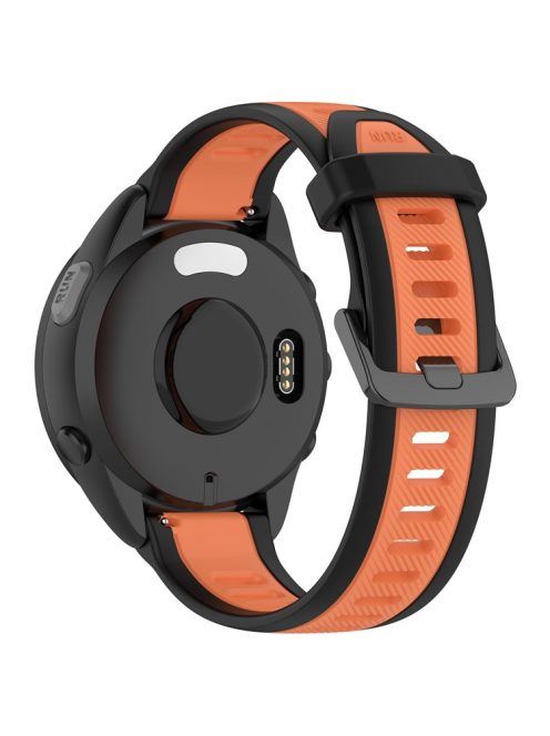 For Huawei Watch GT 4 41mm / Garmin Venu 3S Silicone Watch Bands Dual-Color 18mm Textured Strap - Black+Orange