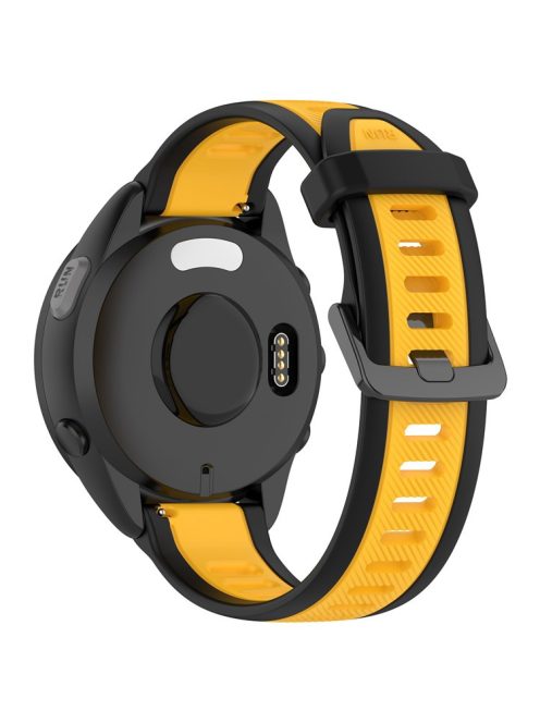 For Huawei Watch GT 4 41mm / Garmin Venu 3S Silicone Watch Bands Dual-Color 18mm Textured Strap - Black+Yellow