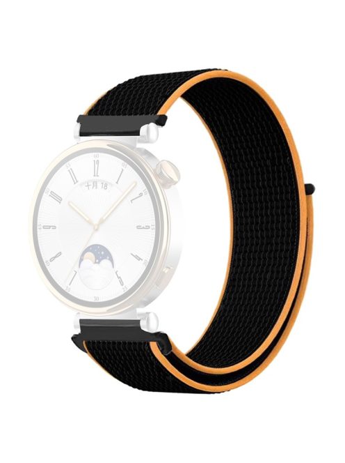 For Huawei Watch GT 4 41mm / Garmin Venu 3S Watch Band 18mm Nylon Loop Adjustable Wrist Strap - Black+Orange