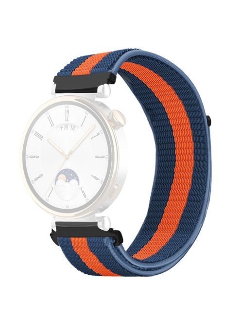 For Huawei Watch GT 4 41mm / Garmin Venu 3S Watch Band 18mm Nylon Loop Adjustable Wrist Strap - Blue+Orange+Blue