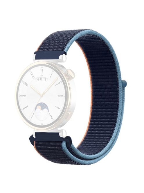 For Huawei Watch GT 4 41mm / Garmin Venu 3S Watch Band 18mm Nylon Loop Adjustable Wrist Strap - Dark Navy Blue+Blue