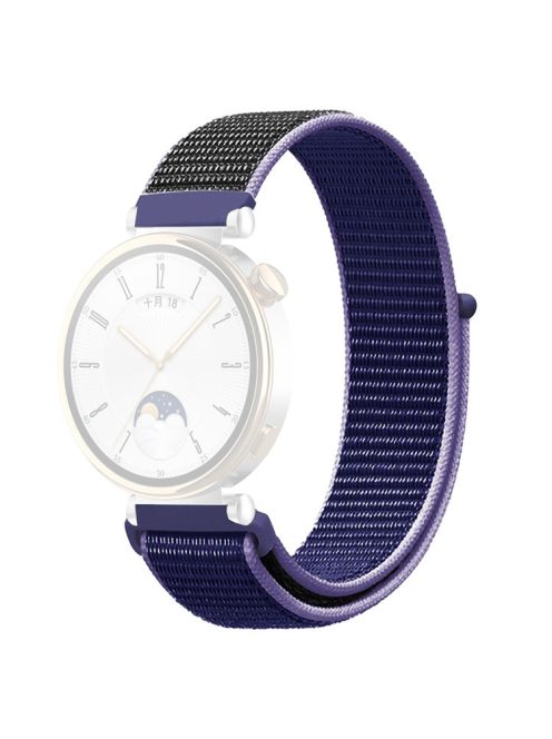 For Huawei Watch GT 4 41mm / Garmin Venu 3S Watch Band 18mm Nylon Loop Adjustable Wrist Strap - Midnight Blue+Black