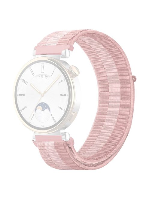 For Huawei Watch GT 4 41mm / Garmin Venu 3S Watch Band 18mm Nylon Loop Adjustable Wrist Strap - Pink+White+Pink