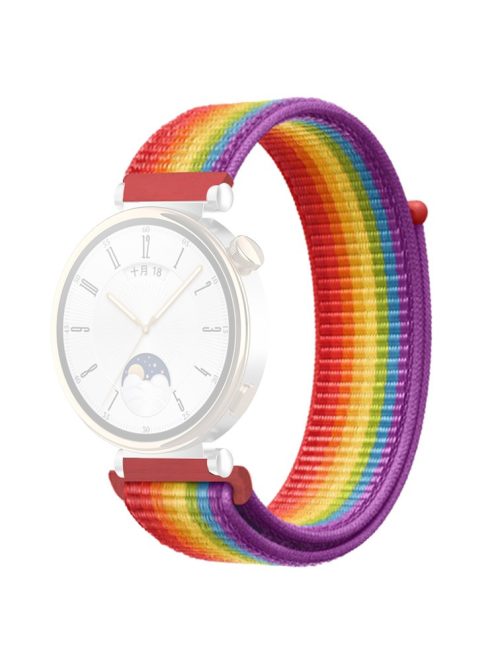 For Huawei Watch GT 4 41mm / Garmin Venu 3S Watch Band 18mm Nylon Loop Adjustable Wrist Strap - Rainbow