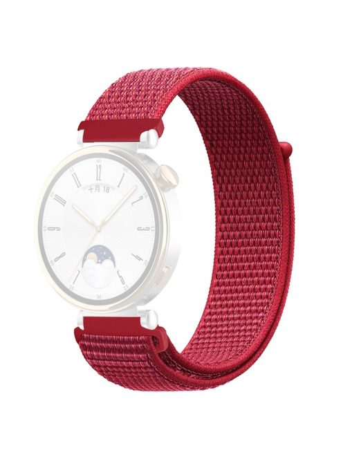 For Huawei Watch GT 4 41mm / Garmin Venu 3S Watch Band 18mm Nylon Loop Adjustable Wrist Strap - Red