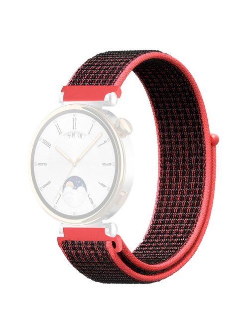 For Huawei Watch GT 4 41mm / Garmin Venu 3S Watch Band 18mm Nylon Loop Adjustable Wrist Strap - Red+Black