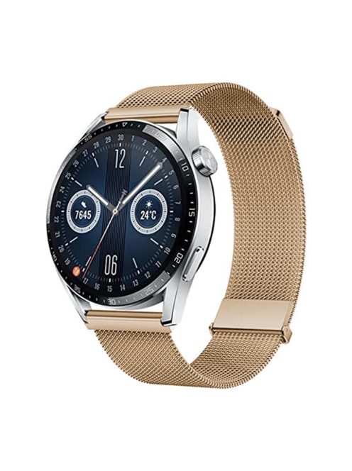 For Huawei Watch GT 4 41mm / Garmin Venu 3S Watch Strap 18mm Milanese Mesh Magnetic Band - Rose Gold