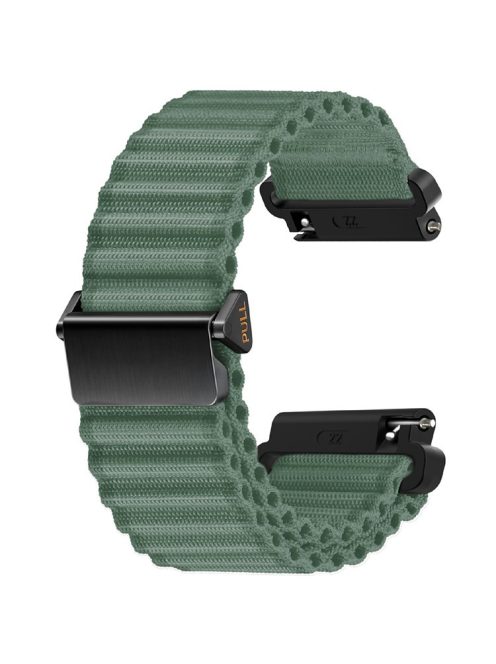 For Huawei Watch GT 4 41mm / Garmin Venu 3S Watch Strap 18mm Wave Design Nylon Wrist Band - Army Green