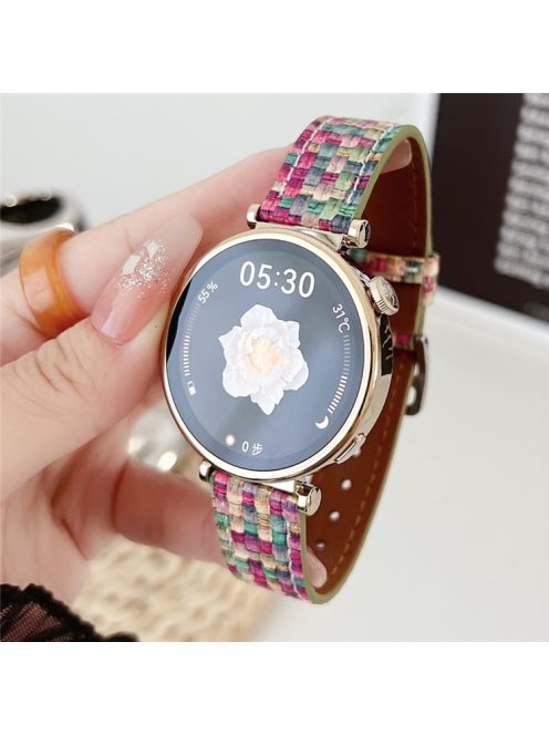 For Huawei Watch GT 4 41mm / Garmin Venu 3S Watch Strap Braided PU Leather 18mm Wrist Band - Rainbow