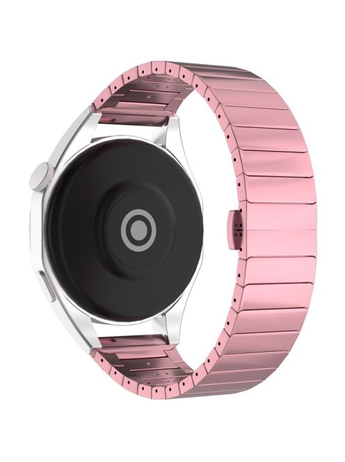 For Huawei Watch GT 4 Pro / GT 3 46mm / Samsung Galaxy Watch3 45mm / Garmin Vivoactive 4 Butterfly Buckle 1-Bead Alloy Watch Band - Pink