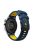 For Huawei Watch GT Runner/Garmin Venu 2/Vivoactive 4 Trapezoid Three Row Holes Watch Strap Dual Color Silicone Wrist Band - Midnight Blue/Yellow