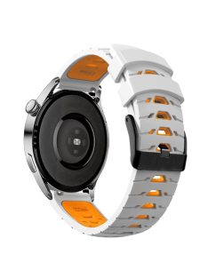   For Huawei Watch GT Runner/Garmin Venu 2/Vivoactive 4 Trapezoid Three Row Holes Watch Strap Dual Color Silicone Wrist Band - White/Orange