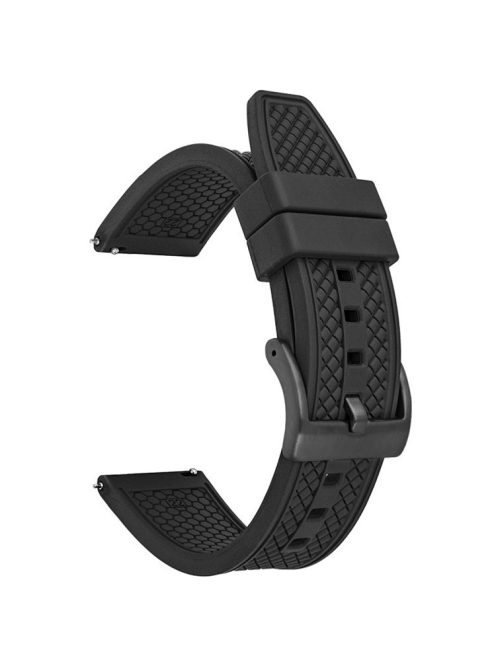 For Samsung / Huawei / Garmin Smart Watch Replacement Strap 20mm Universal Fluorubber Wrist Band - Black+Black Buckle