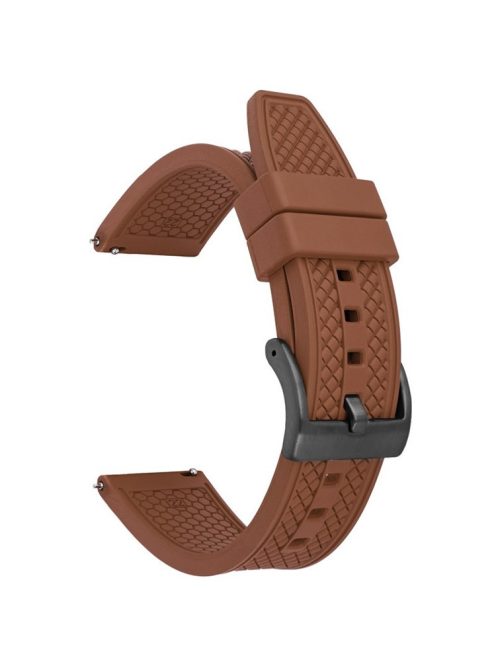 For Samsung / Huawei / Garmin Smart Watch Replacement Strap 20mm Universal Fluorubber Wrist Band - Brown+Black Buckle