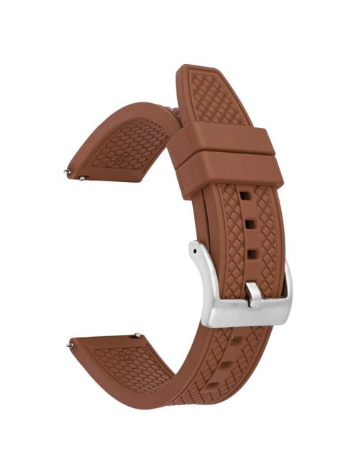 For Samsung / Huawei / Garmin Smart Watch Replacement Strap 20mm Universal Fluorubber Wrist Band - Brown+Silver Buckle