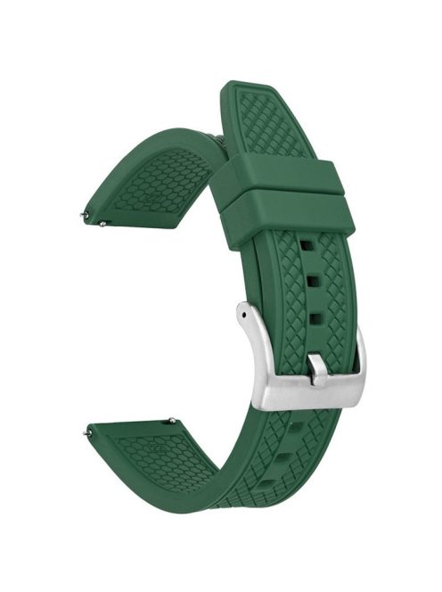 For Samsung / Huawei / Garmin Smart Watch Replacement Strap 20mm Universal Fluorubber Wrist Band - Dark Green+Silver Buckle