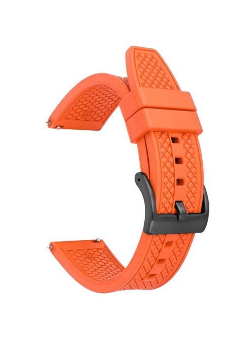 For Samsung / Huawei / Garmin Smart Watch Replacement Strap 20mm Universal Fluorubber Wrist Band - Orange+Black Buckle