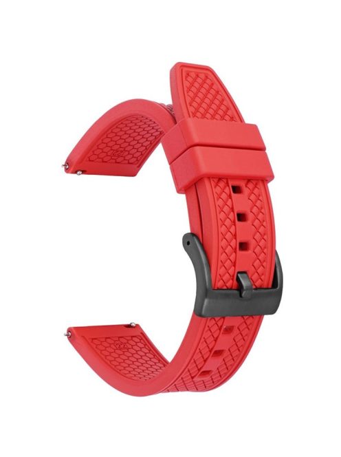 For Samsung / Huawei / Garmin Smart Watch Replacement Strap 20mm Universal Fluorubber Wrist Band - Red+Black Buckle