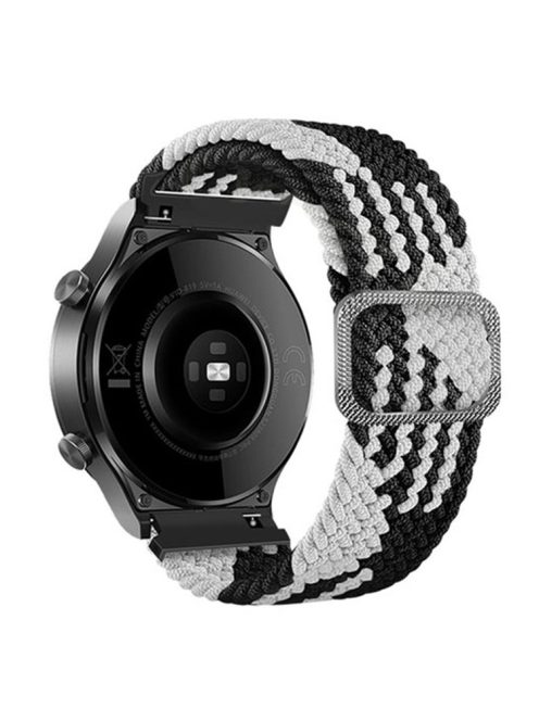 For Samsung Galaxy Watch3 41mm / Garmin Forerunner 645 / Huawei Watch GT 2 42mm Watch Strap 20mm Nylon Band - Black / White