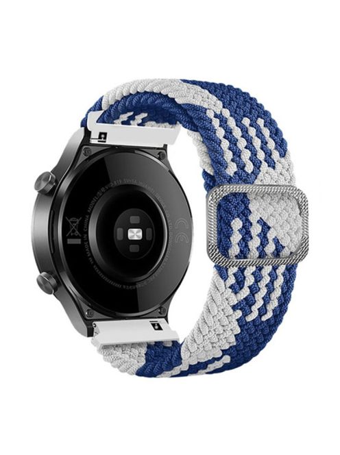 For Samsung Galaxy Watch3 41mm / Garmin Forerunner 645 / Huawei Watch GT 2 42mm Watch Strap 20mm Nylon Band - Blue / White