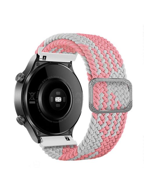 For Samsung Galaxy Watch3 41mm / Garmin Forerunner 645 / Huawei Watch GT 2 42mm Watch Strap 20mm Nylon Band - Pink / White