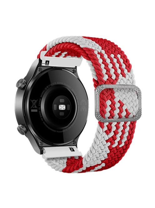 For Samsung Galaxy Watch3 41mm / Garmin Forerunner 645 / Huawei Watch GT 2 42mm Watch Strap 20mm Nylon Band - Red / White