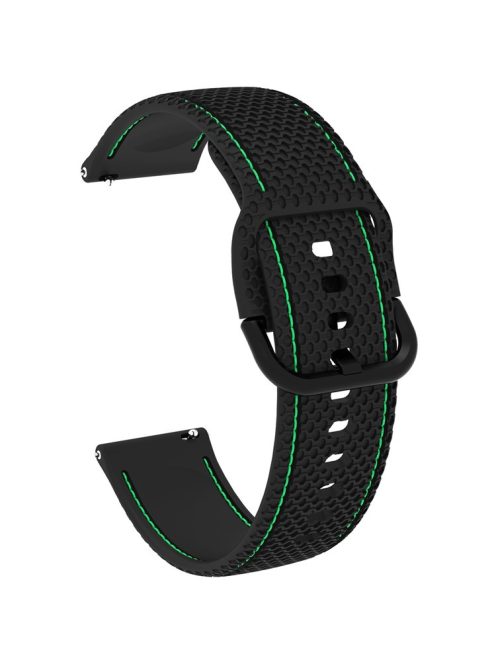 For Samsung Galaxy Watch3 45mm / Garmin Forerunner 265 / Venu 3 Stitching Line Silicone Watch Band 22mm Wrist Strap - Black+Green Line