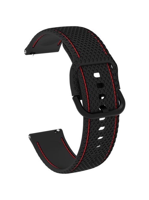 For Samsung Galaxy Watch3 45mm / Garmin Forerunner 265 / Venu 3 Stitching Line Silicone Watch Band 22mm Wrist Strap - Black+Red Line