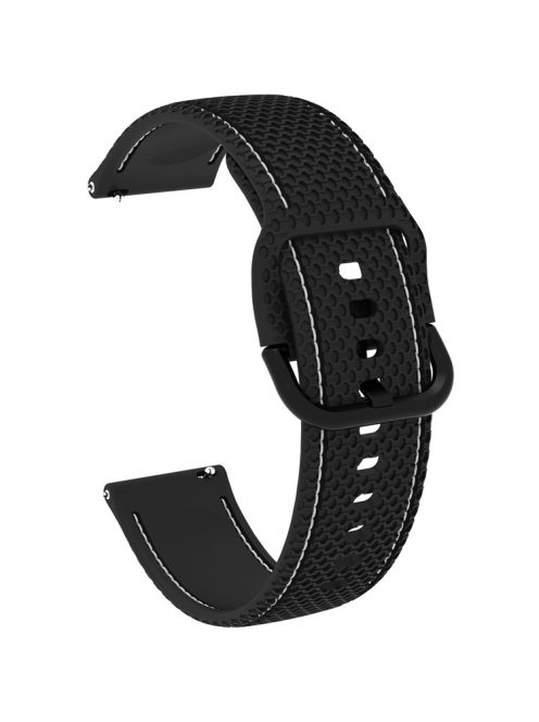 For Samsung Galaxy Watch3 45mm / Garmin Forerunner 265 / Venu 3 Stitching Line Silicone Watch Band 22mm Wrist Strap - Black+White Line