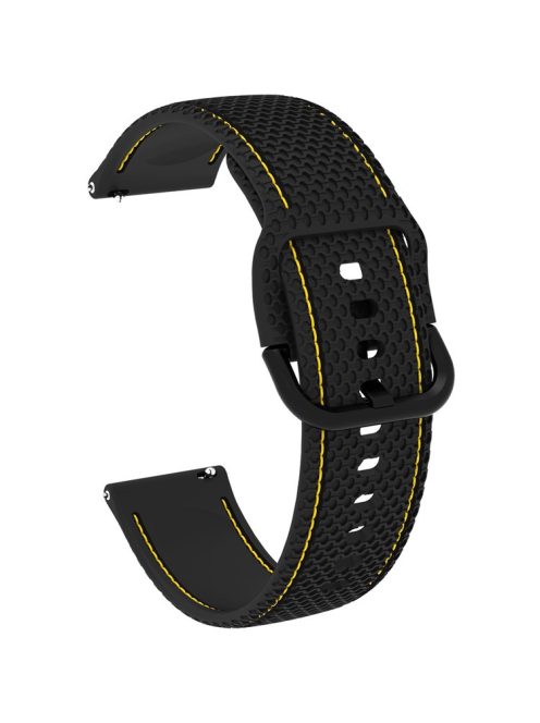 For Samsung Galaxy Watch3 45mm / Garmin Forerunner 265 / Venu 3 Stitching Line Silicone Watch Band 22mm Wrist Strap - Black+Yellow Line