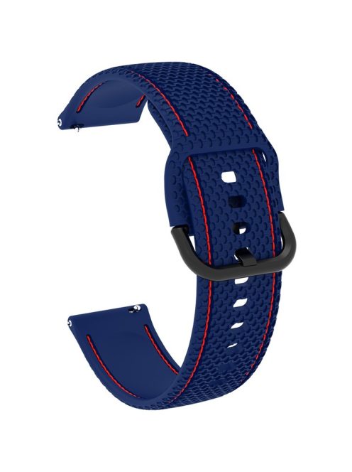 For Samsung Galaxy Watch3 45mm / Garmin Forerunner 265 / Venu 3 Stitching Line Silicone Watch Band 22mm Wrist Strap - Dark Blue