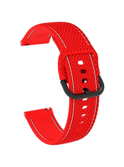 For Samsung Galaxy Watch3 45mm / Garmin Forerunner 265 / Venu 3 Stitching Line Silicone Watch Band 22mm Wrist Strap - Red