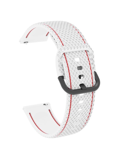 For Samsung Galaxy Watch3 45mm / Garmin Forerunner 265 / Venu 3 Stitching Line Silicone Watch Band 22mm Wrist Strap - White