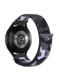   For Samsung Galaxy Watch3 45mm / Garmin Venu 3 Watch Band 22mm Nylon Loop Camouflage Strap - Black Camo