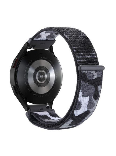 For Samsung Galaxy Watch3 45mm / Garmin Venu 3 Watch Band 22mm Nylon Loop Camouflage Strap - Black Camo