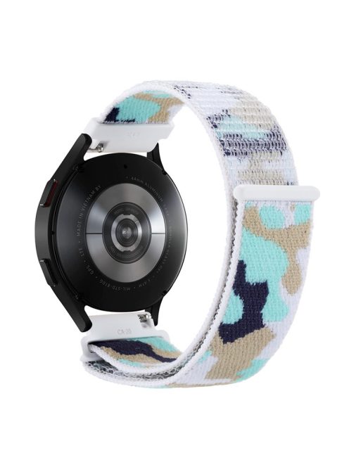 For Samsung Galaxy Watch3 45mm / Garmin Venu 3 Watch Band 22mm Nylon Loop Camouflage Strap - Light Cyan Camo