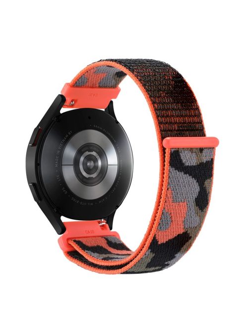 For Samsung Galaxy Watch3 45mm / Garmin Venu 3 Watch Band 22mm Nylon Loop Camouflage Strap - Orange Camo