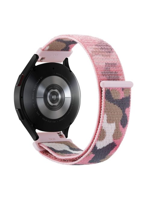 For Samsung Galaxy Watch3 45mm / Garmin Venu 3 Watch Band 22mm Nylon Loop Camouflage Strap - Pink Camo