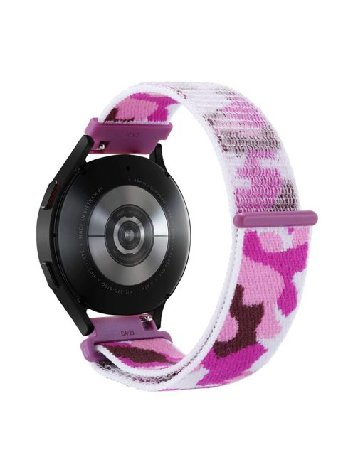 For Samsung Galaxy Watch3 45mm / Garmin Venu 3 Watch Band 22mm Nylon Loop Camouflage Strap - Purple Camo