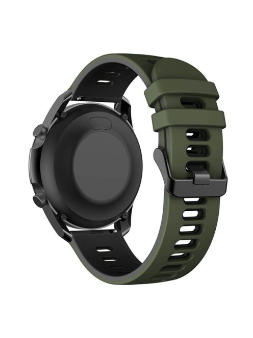 For Samsung Galaxy Watch3 45mm / Garmin Venu 3 Watch Strap 22mm Dual Color Silicone Watchband - Army Green+Black