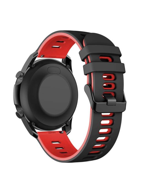 For Samsung Galaxy Watch3 45mm / Garmin Venu 3 Watch Strap 22mm Dual Color Silicone Watchband - Black+Red