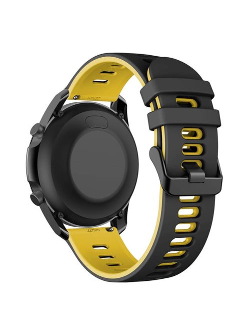 For Samsung Galaxy Watch3 45mm / Garmin Venu 3 Watch Strap 22mm Dual Color Silicone Watchband - Black+Yellow